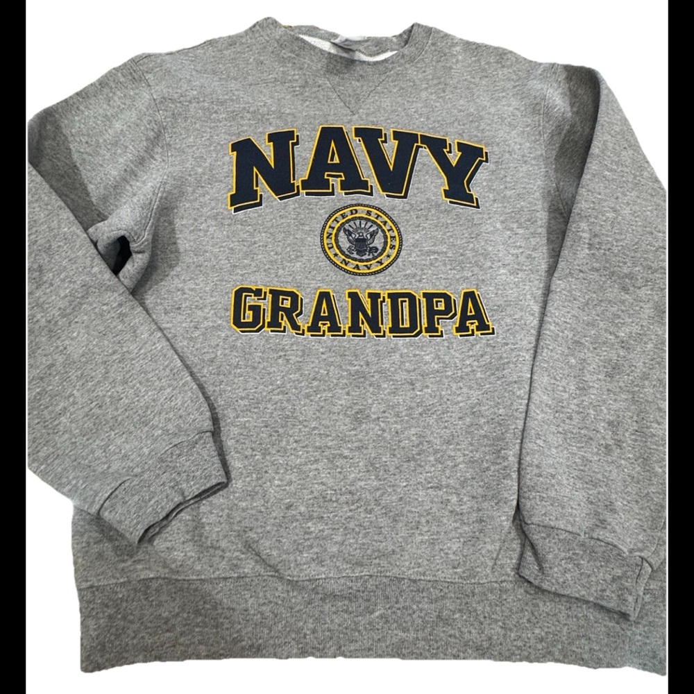 Navy Grandpa Crewneck Gray Soffe Sweatshirt Cozy Size Med Armed Forces Military